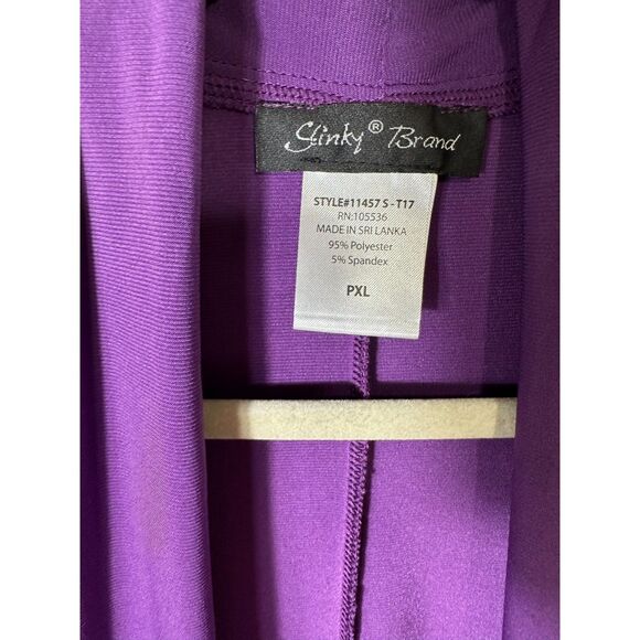 Slinky Brand Women's Slub Knit Dark Purple Open Cardigan Ruffle Sleeve Size PXL - Picture 3 of 4